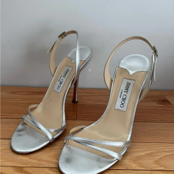 Jimmy Choo Silver Strappy Heels for Women size 38.5 - Picture 4 of 7